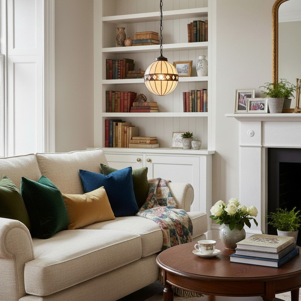 TF Fargo Tiffany-stijl Globe-hanglamp – met de hand vervaardigde kunstglazen bolverlichting voor keukeneiland