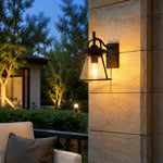Cargar imagen en el visor de la Galería, Black Glass Outdoor Wall Lantern Sconce