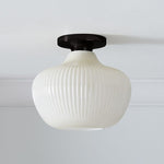 Load image into Gallery viewer, Rivrona Glass Flush Mount Ceiling Light - Modern Champagne Globe Design
