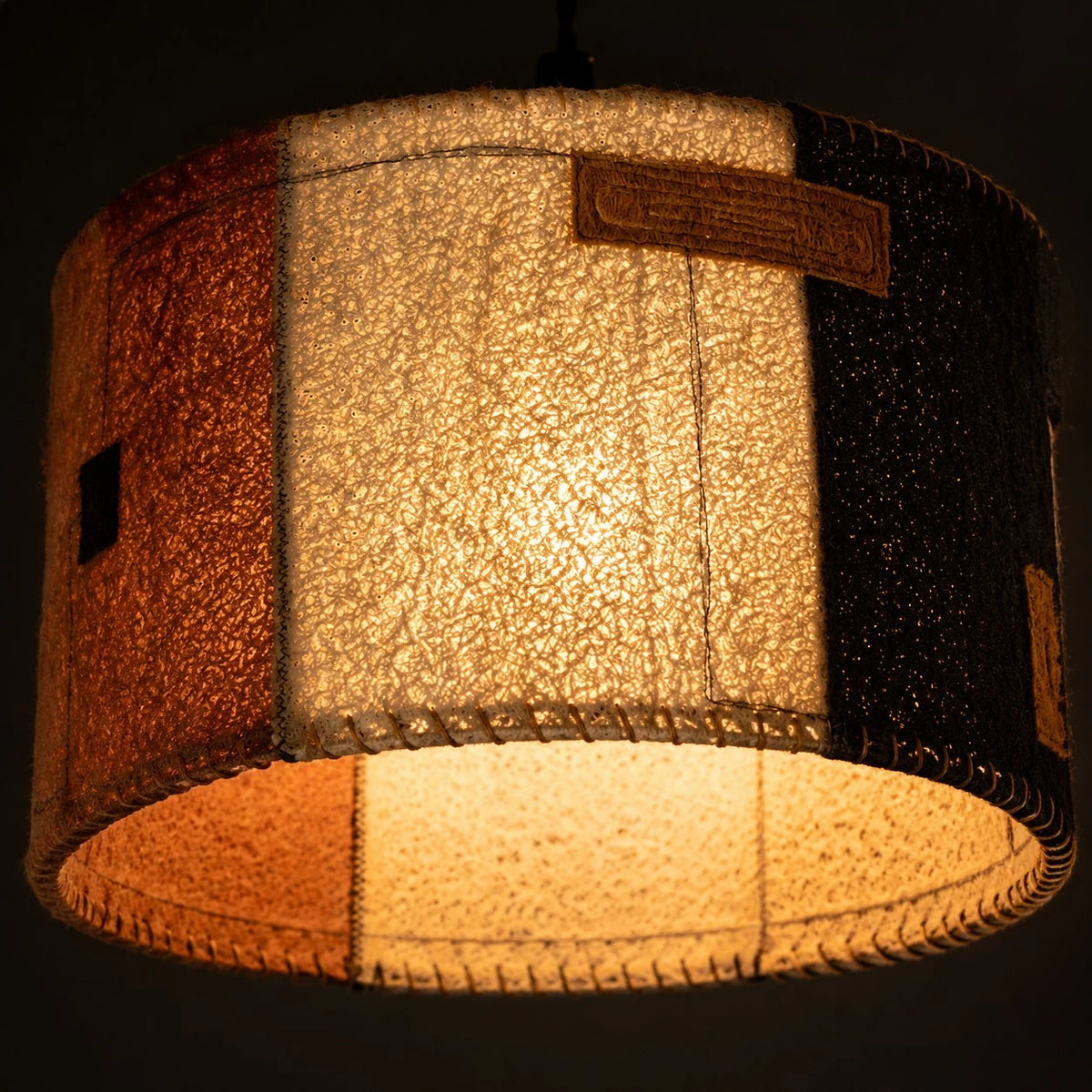 Natural Loofah Woven Pendant Lamp Wabi Sabi Patchwork Hanging Light