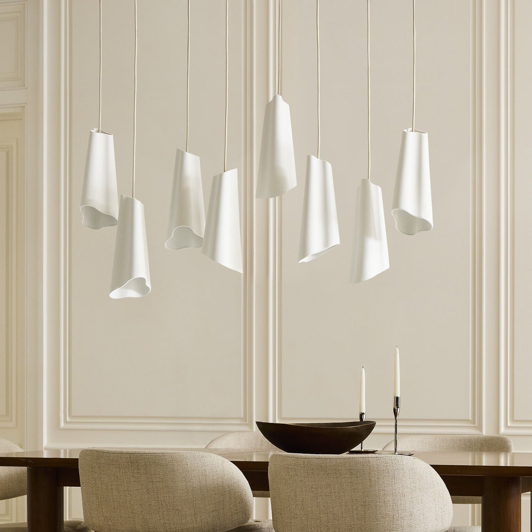 Orovia Ceramic Shade Chandelier – Iron Pendant Adjustable Height Design