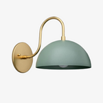 Load image into Gallery viewer, Curva Metal  Industrial Wall Sconce - Curved Brass Arm - Hammered Dome Light Fixture
