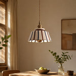 Cargar imagen en el visor de la Galería, Striped ceramic pendant over a small dining table