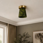 Cargar imagen en el visor de la Galería, vintage green and gold ceiling light in a corridor scene