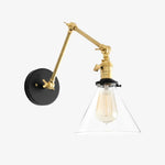 Load image into Gallery viewer, Conique Metal Industrial Wall Sconce with Adjustable Arm - Vintage Glass Cone Shade

