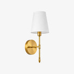 Carica l'immagine nella visualizzazione Galleria, One-head vintage brass wall light, Style A with fabric shade