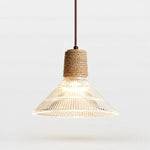 Cargar imagen en el visor de la Galería, Rustic Woven Rope Glass Pendant Light Collection