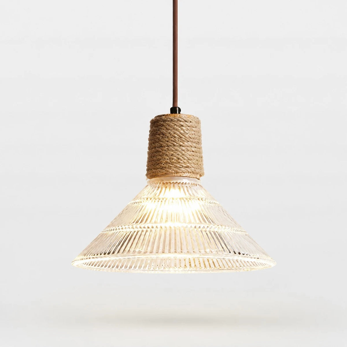 Rustic Woven Rope Glass Pendant Light Collection