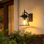 Cargar imagen en el visor de la Galería, Black Glass Outdoor Wall Lantern Sconce