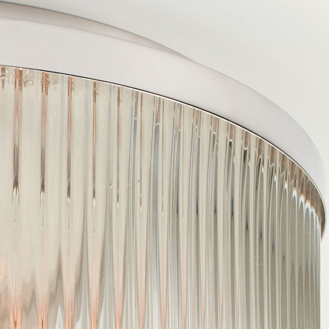 Bravira Flush Mount Ceiling Light - Ribbed & Bubbled Glass Metal Light