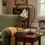 Afbeelding laden in galerijweergave, TF Astoria Tiffany Tafellamp – Gebogen Zwanenhals Arm Art Deco Glazen Kap voor Bureau