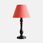 Afbeelding laden in galerijweergave, Vintage black iron table lamp with washed red fabric shade