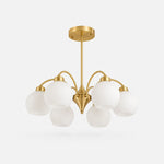 Load image into Gallery viewer, Solid brass 6-light glass globe chandelier
