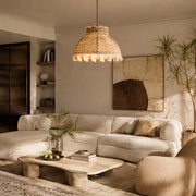 French Cream Pom Pom Fabric Pendant Light