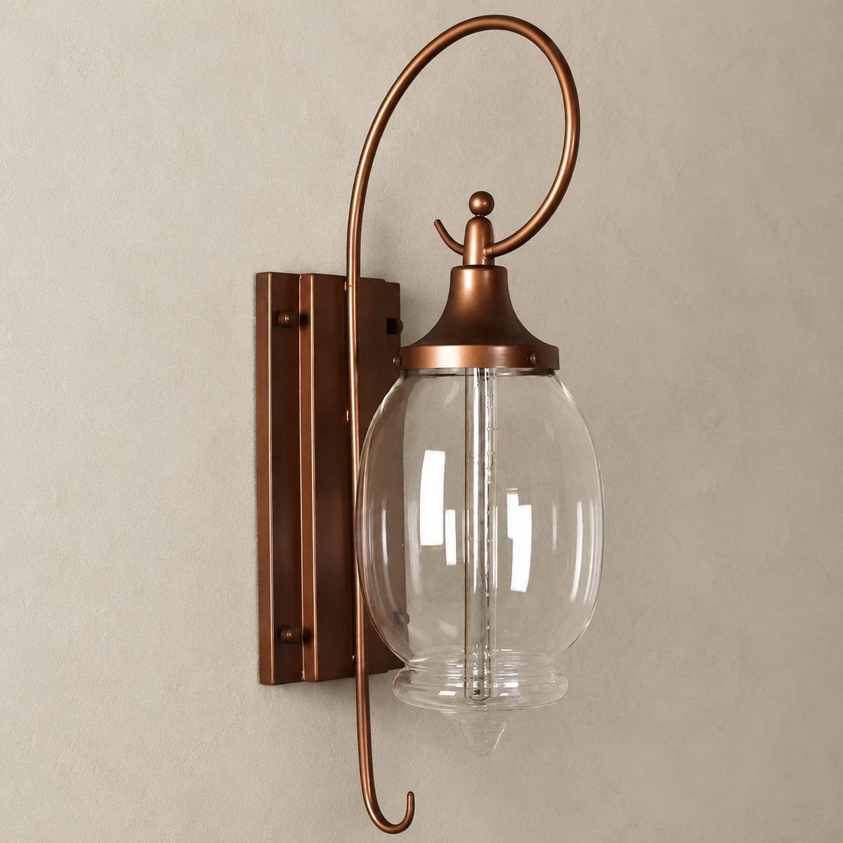 Wall lamp installed on a neutral wall, showing fixture profile