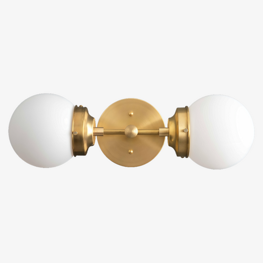 Aplique Moderno Geométrico Lumio Globe - Iluminación de Tocador con Dos Luces para Baño