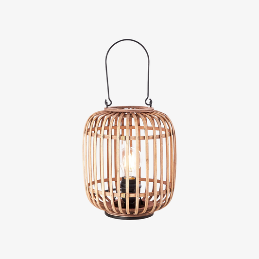 Lámpara de Mesa Ambiental Yumeko - Diseño de Jaula Abierta de Bambú, Estilosa y Ecológica para Salas y Dormitorios