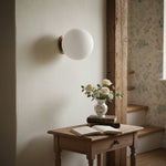 Load image into Gallery viewer, Glorica Glass Brass Wall Sconce - Frosted Globe Classic Light For Warm Ambiance
