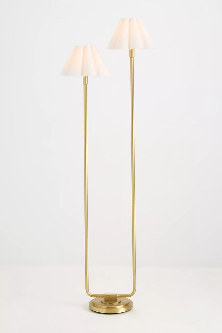 Capirise Gouden Geplooide Lampenkap Vloerlamp - Hedendaagse Metalen Verlichting voor Slaapkamer
