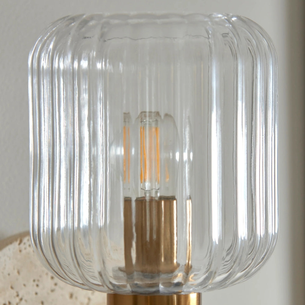 Lámpara de Pared Moderna de Mármol Korlisse - Latón Vintage y Acento de Vidrio Transparente para Sala de Estar y Pasillo