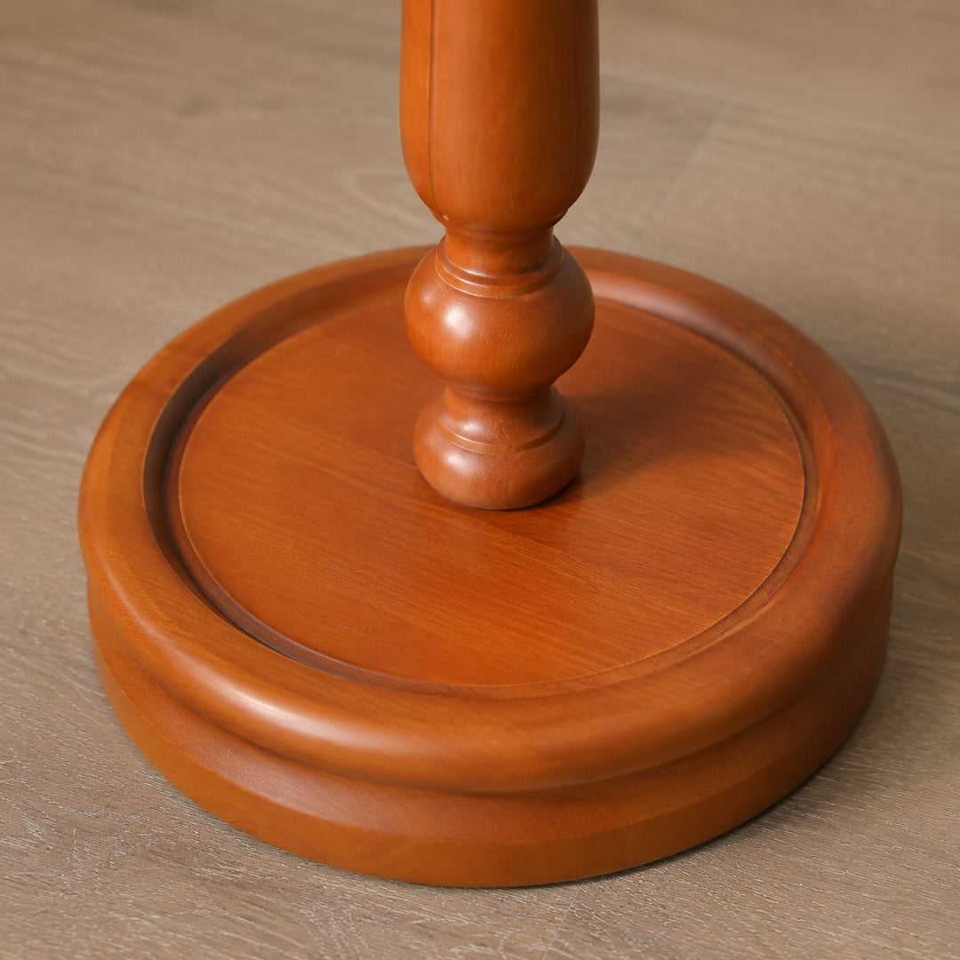 Vintage vloerlamp van massief hout met optioneel bijzettafeltje