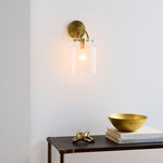 Load image into Gallery viewer, Hanton Modern Minimalist Brass and Glass Sconce – Damp Rated for Bathrooms
