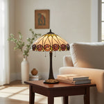 Load image into Gallery viewer, TF Hutchinson Art-Glass Tiffany Style Table Lamp – Handcrafted Design for Home and Office