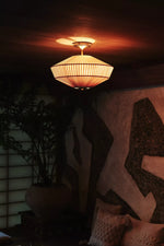 Afbeelding laden in galerijweergave, Elumina Silk Semi-Flush Mount - Moderne stoffen plafondlamp
