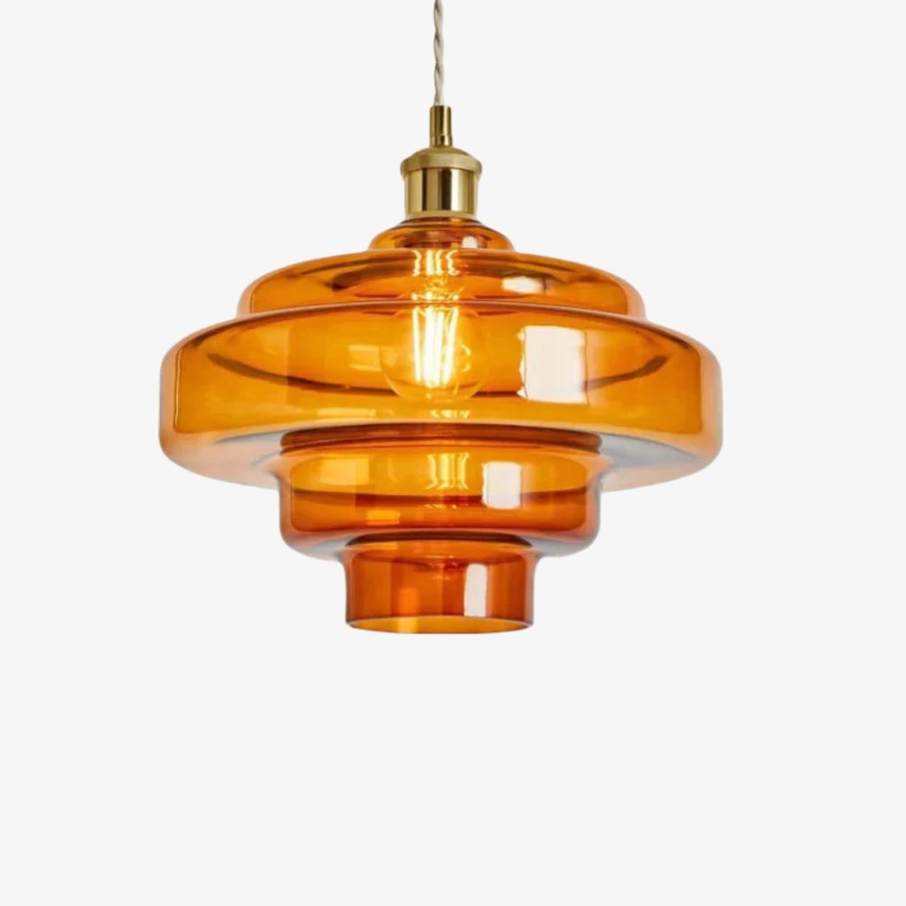 Bauhaus Vintage Style Colorful Glass Pendant Light Chrome Accent