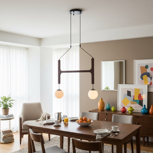 Lámpara de Araña de Madera Auralith con Múltiples Brazos - Iluminación Natural Moderna para Salón y Comedor