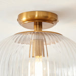 Load image into Gallery viewer, Luntra Ribbed Glass Uplighter Flush – Elegant Ceiling Light for Hallways and Bedrooms