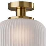 Load image into Gallery viewer, Pelviona Modern Ribbed Glass Pendant - Frosted &amp; Brass Ceiling Light Add Timeless Charm to Your Space
