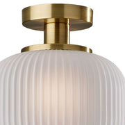 Pelviona Modern Ribbed Glass Pendant - Frosted & Brass Ceiling Light Add Timeless Charm to Your Space