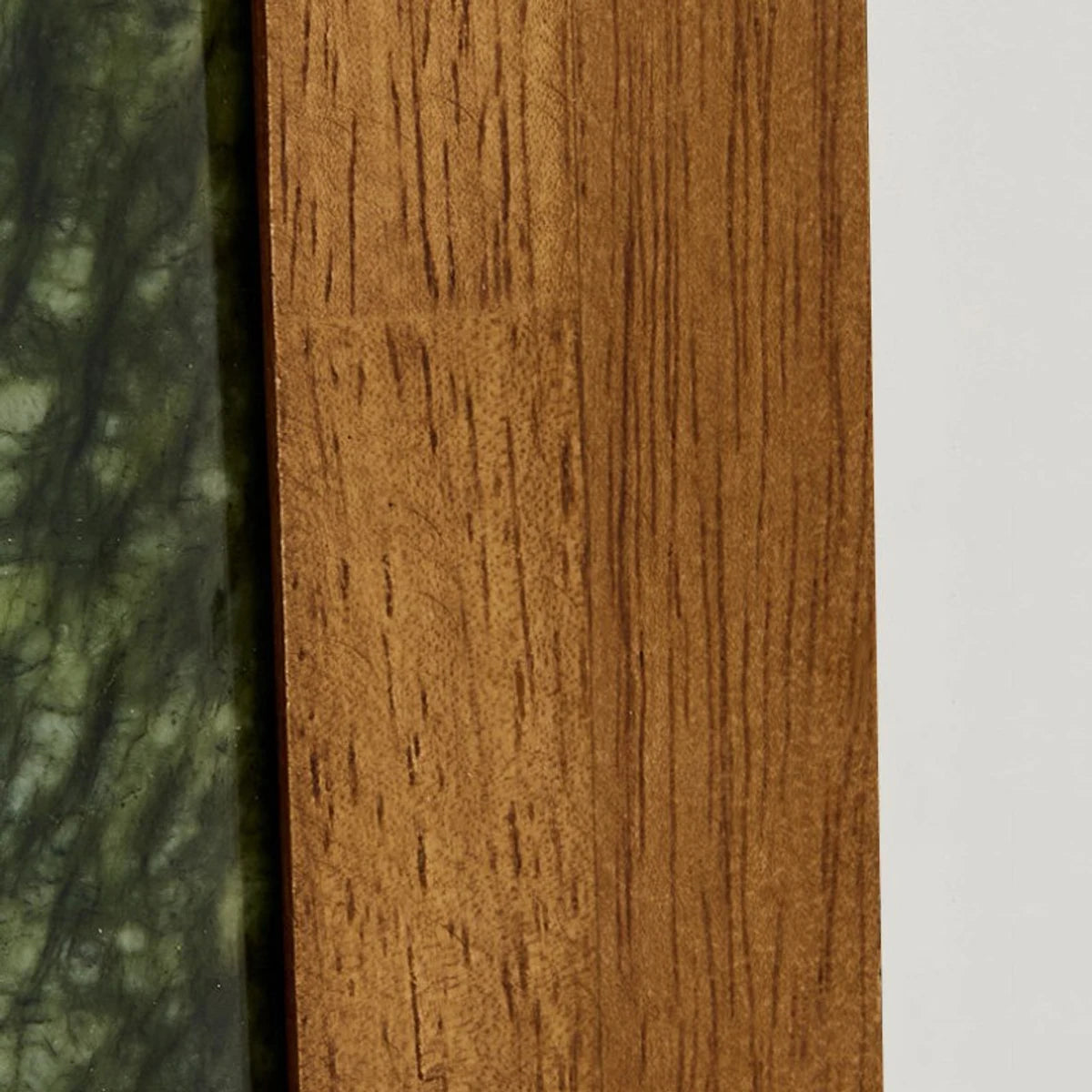 Green jade and wood back detail