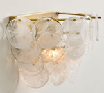 Load image into Gallery viewer, Sevra Cascading Glass Disc Wall Sconce - Metal Vintage Brass Finish Lighting
