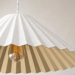 Cargar imagen en el visor de la Galería, White pleated metal shade detail with gold interior