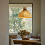Załaduj obraz do przeglądarki galerii, Fabric cone pendant light in a warm window nook