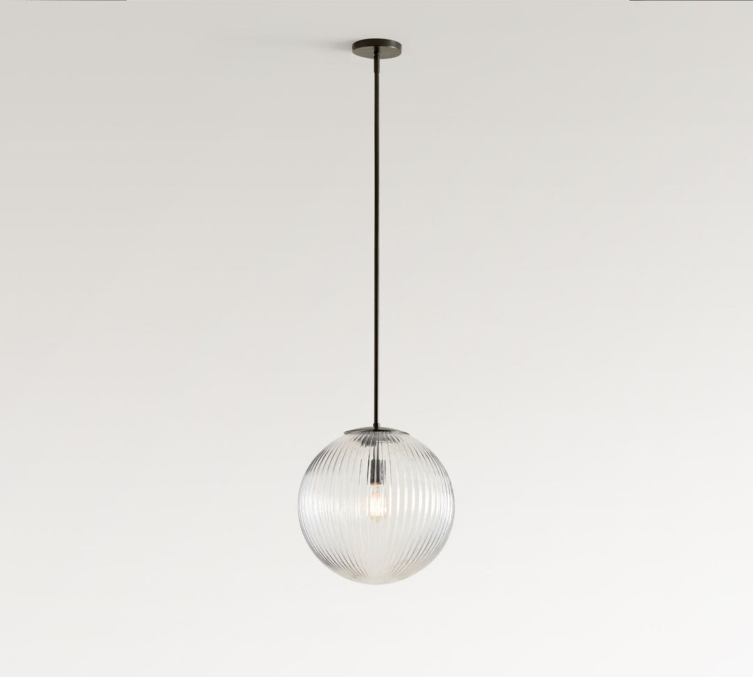 Bravira Ribbed Glass Pendant Light - Elegant Kitchen Island Lamp