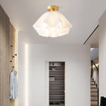 Load image into Gallery viewer, Lustra Pleated Acrylic Ceiling Light – Retro Brass Flush Mount for Dining Room and Bedroom