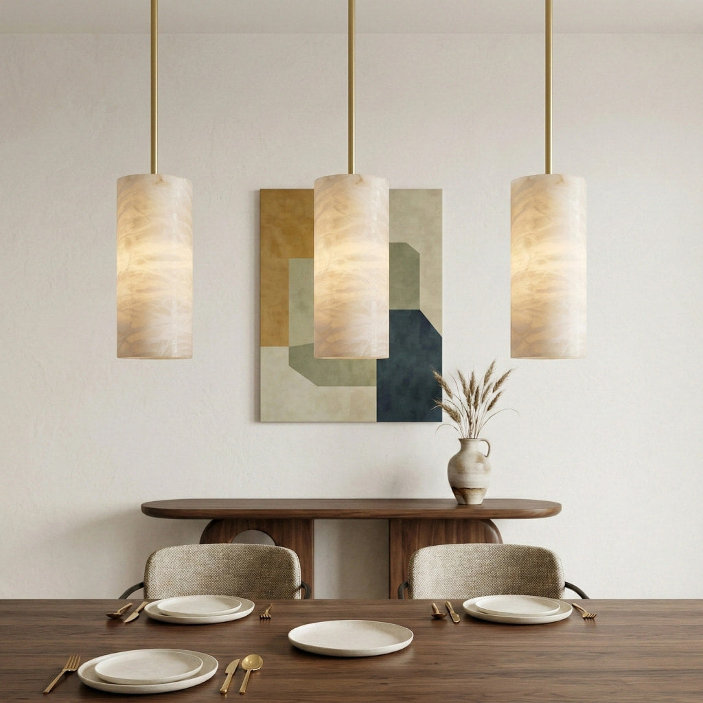 Alabresca Mid Century Alabaster Pendant Light – Multi Head Hanging Lamp for Kitchen Island