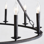 Load image into Gallery viewer, Rowan Modern Wagon Wheel Round Chandelier - Industrial Farmhouse Iron Lighting Fixture
