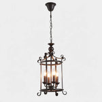 Afbeelding laden in galerijweergave, Black iron four-light pendant chandelier