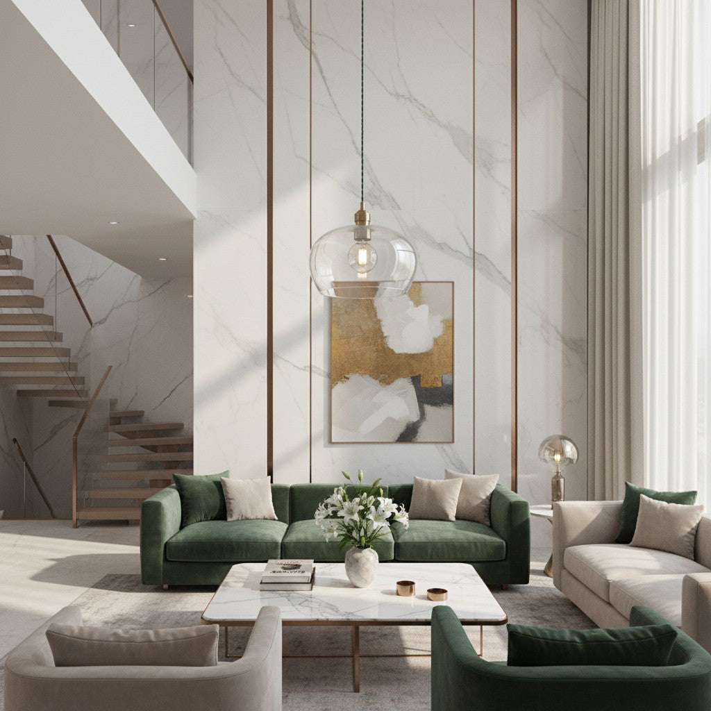 Clarione in hoogte verstelbare glazen hanglamp - Klassieke Art Deco lamp