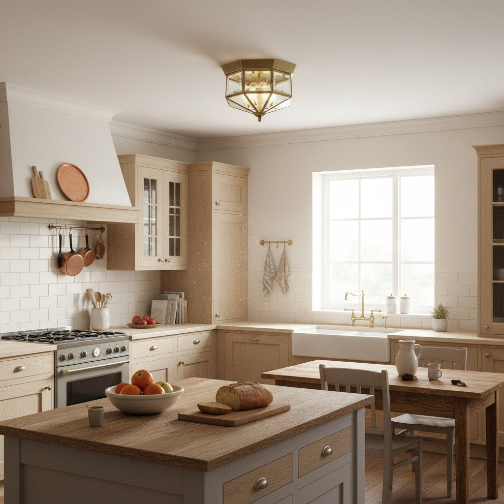 Lámpara de techo empotrada estilo linterna antigua Braleen – Diseño de vidrio transparente para sala y dormitorio