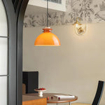 Load image into Gallery viewer, Glebe Glossy Glass Dome Pendant Lamp – Industrial Orange Hanging Light for Kitchen and Dining Room