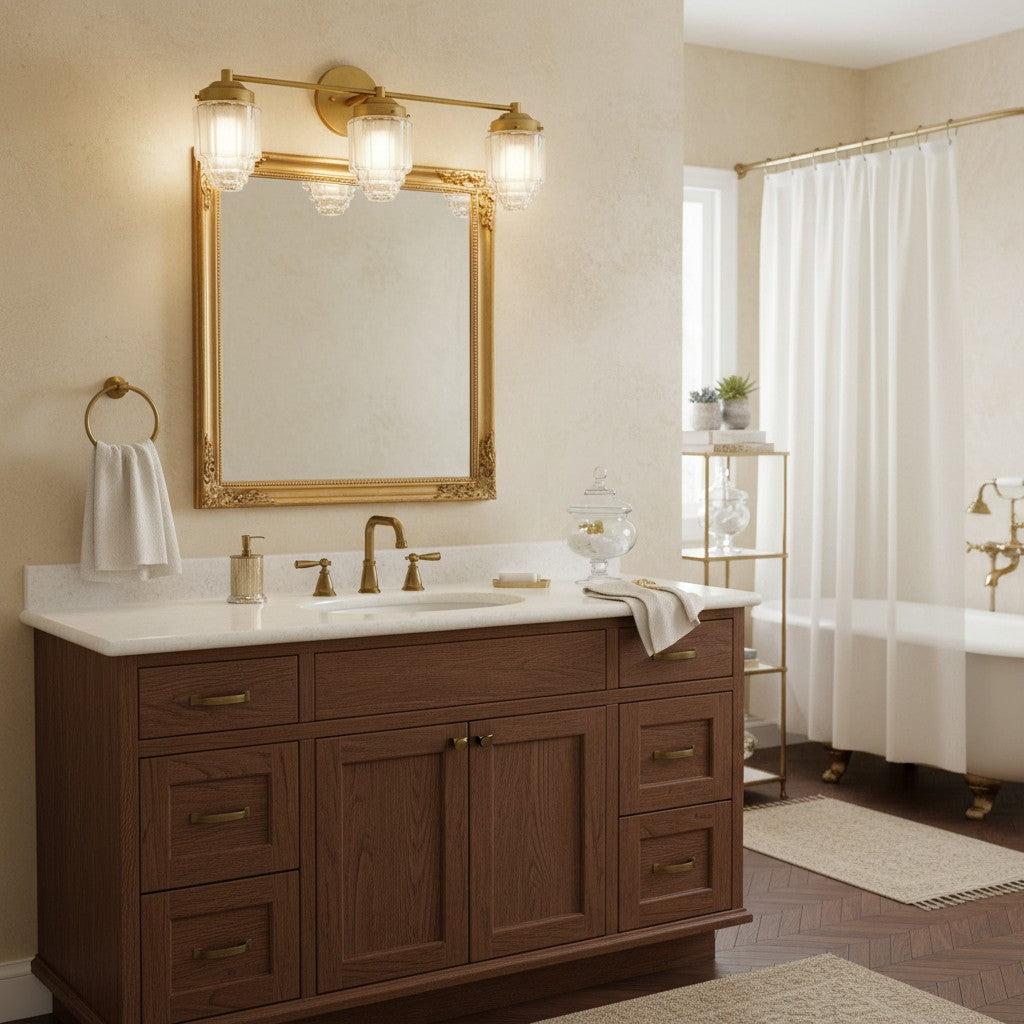 Tierlux glazen kaptafelverlichting - Art deco badkamerarmatuur met wolkenkrabberlampenkappen