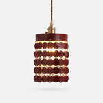 Afbeelding laden in galerijweergave, Brown leather pendant light on a white background