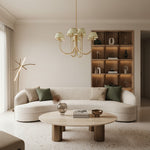 Load image into Gallery viewer, Ruchee Chandelier – Layered Fabric Shade Brass Ceiling Light for Dining or Living Spaces