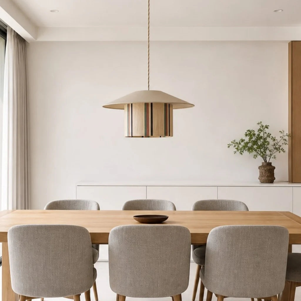 Natural pendant lamp in a warm interior space