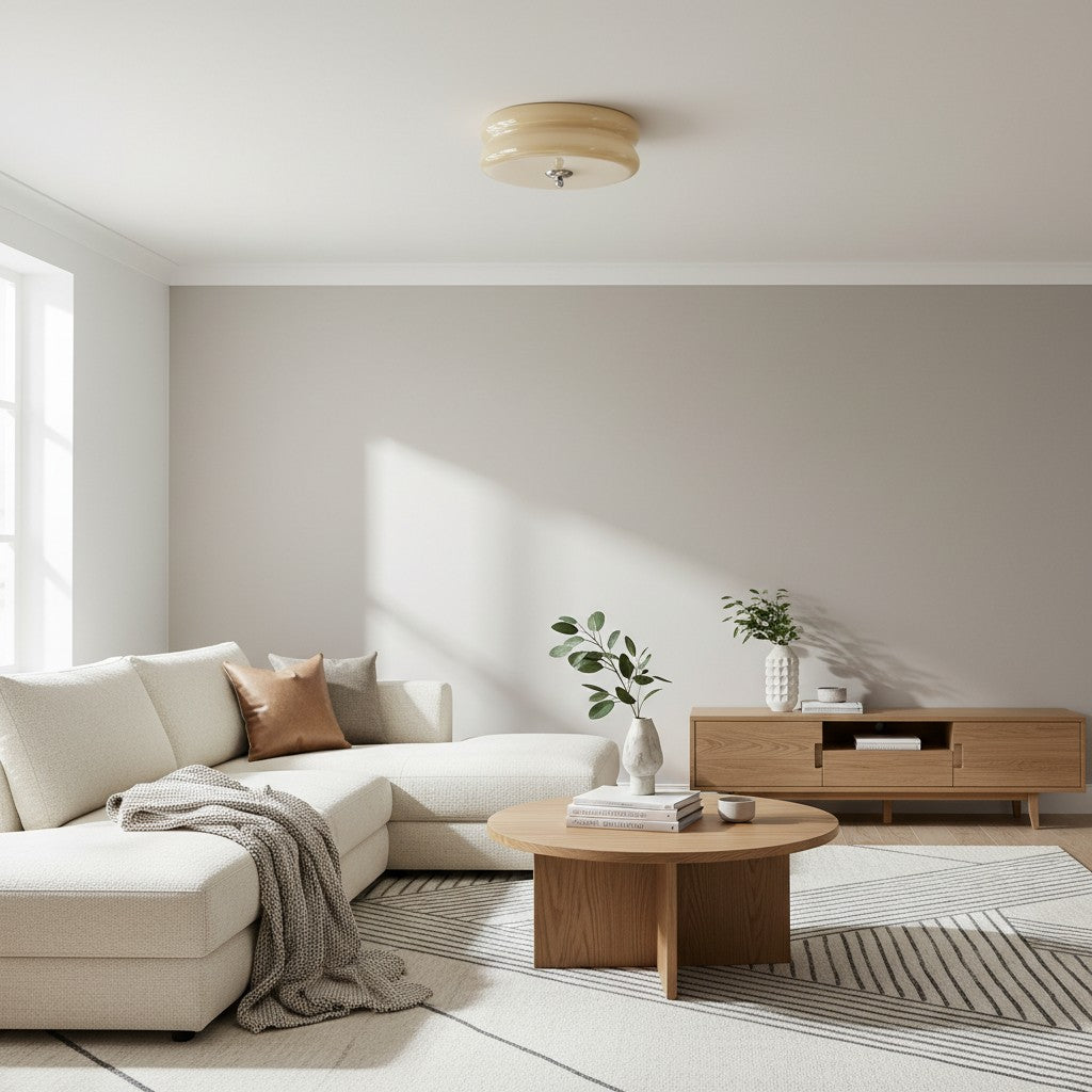 Opalix Sanft geschwungene Deckenleuchte – Art Deco inspirierte dekorative Deckenlampe für Innenräume N08